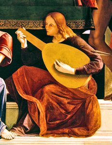 Szent Ambrus oltárképének részlete alkotó: Alvise and Basaiti Marco Vivarini