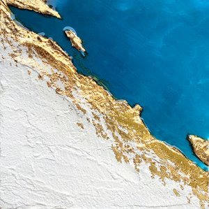 Aranyszínű partvidéki domborzati térkép alkotó: Alyson Storms