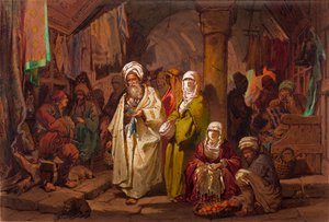 Le grand bazar (souk, marche oriental) - A Nagy Bazár - Írta: Amedeo Preziosi (1816-1882) Akvarell papíron (45,5x67cm) - Pera Múzeum, Isztambul alkotó: Amadeo Preziosi