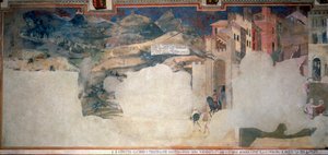 A rossz kormány allegóriája, részlet a Sala della Pace-ből a Palazzo Pubblico-ban, Siena alkotó: Ambrogio Lorenzetti