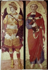 Mihály arkangyal és Szent Péter, poliptikus részlet (tempera fán alkotó: Ambrogio Lorenzetti