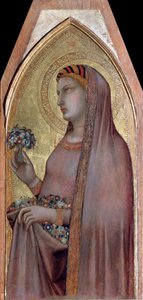 Cézárei Dorothea vagy Dorothy (a Szűz és gyermek poliptichonból) - Detrempe fán alkotó: Ambrogio Lorenzetti