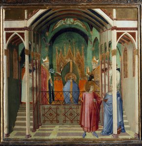 Miklós megválasztása myrai püspökké. Jelenetek Szent Miklós életéből (Tempera fán alkotó: Ambrogio Lorenzetti