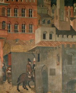 Házak és lovasok (falfestmény) alkotó: Ambrogio Lorenzetti