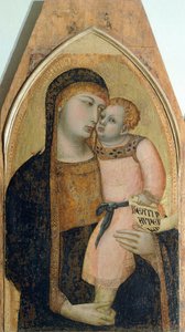 Madonna és gyermek, részlet a triptichonról, amely Madonnát és gyermeket ábrázol Mária Magdolnával és Szent Dorottyával, Ambrogio Lorenzetti (1290-kb. 1348), olaj, fa alkotó: Ambrogio Lorenzetti