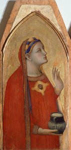 Mária Magdolna, részlet a triptichonról, amely Madonnát és gyermekét Mária Magdolnával és Szent Dorottyával ábrázolja, Ambrogio Lorenzetti (1290-kb. 1348), olaj, fa alkotó: Ambrogio Lorenzetti
