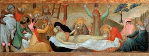 a Pieta (a Szűz és Gyermek poliptichon Predellája) - tempera és arany a panelen alkotó: Ambrogio Lorenzetti
