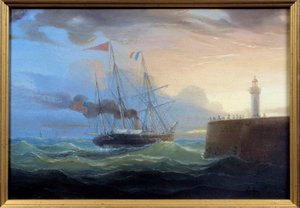 Steam Outgoing the Harbour Painting Louis Garneray (1783-1857) 19th century Fecamp, Museum of the Newfoundland alkotó: Ambroise Louis Garneray