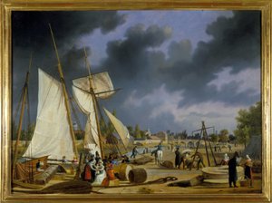 Caen kikötője, Louis Garneray, sd. 1820 körül, Olaj, vászon, H. 0,330; L. 0,460. CCIP Coll. alkotó: Ambroise Louis Garneray