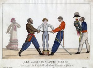 Egy fiatal orosz tiszt vécéje - Garneray, Ambroise Louis (1783-1857) - c. 1815 - Rézkarc, akvarell - 24x32,6 - Magángyűjtemény alkotó: Ambroise Louis Garneray