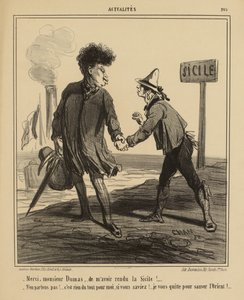 Cham - Köszönöm, Mr. Dumas, hogy visszaadta nekem Szicíliát! alkotó: Amédée de Noé