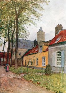 Csarnok és plébánia, Nieuport (színes litográfia)