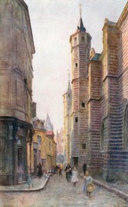 A Vieille Boucherie, Antwerpen (színes litográfia) alkotó: Amedee (after) Forestier