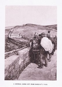Egy tábornok Hadrianus falára néz, illusztráció a Római katona, 1928-ból alkotó: Amedee Forestier