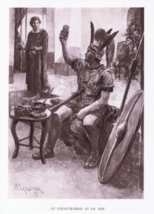 Gyalogos egy fogadóban, illusztráció A római katona, 1928-ból alkotó: Amedee Forestier