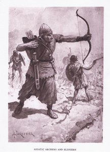 Ázsiai íjászok és parittyázók, illusztráció: A római katona, 1928