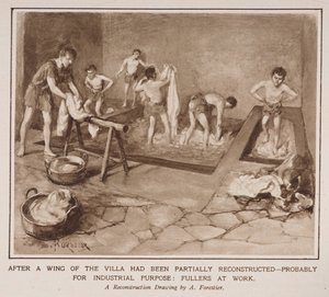 Fullers munka közben, az Illustrated London News „The Country Life of the Romans in England” című cikkéből alkotó: Amedee Forestier