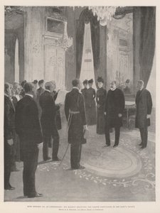 VII. Edward király Koppenhágában, őfelsége a dán küldöttséget fogadja a királyi palotában