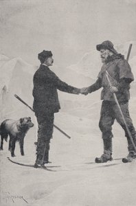 Frederick George Jackson és Fridtjof Nansen sarkkutatók találkozója, Franz Josef Land, 1896 alkotó: Amedee Forestier