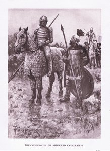 A Cataphractus vagy páncélos lovas, illusztráció A római katona című filmből, 1928
