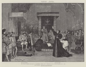 Katharine királynő pere Shakspere VIII. Henrik című filmjében, a Lyceum Theatre-ben, 1892. január 5. alkotó: Amedee Forestier