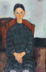 Egy fiatal lány fekete kezeslábasban, 1918 alkotó: Amedeo Modigliani