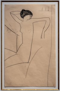 Anna Akhmatova, meztelenül ül, fejét a bal vállára támasztja. alkotó: Amedeo Modigliani