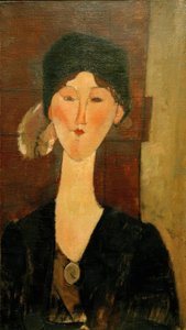 Beatrice Hastings egy ajtó előtt alkotó: Amedeo Modigliani