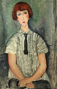 Franciául:  Jeune Fille au corsage rayé Fiatal lány csíkos blúzzal alkotó: Amedeo Modigliani