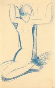 Térdelő kék kariatida, c. 1911 alkotó: Amedeo Modigliani