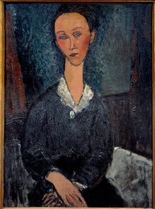 A fehérgalléros nő Amedeo Modigliani festménye (1884-1920) XX. századi nap. 0,92x0,6 m Grenoble, Szépművészeti Múzeum alkotó: Amedeo Modigliani