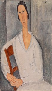 Madame Hanka Zborowska egy székre támaszkodva alkotó: Amedeo Modigliani
