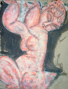 Pink Nude, Caryatid (wc, gouache, zsírkréta és ceruza papíron)