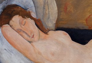 Fekvő akt, jobb karját a hóna alá hajtva alkotó: Amedeo Modigliani