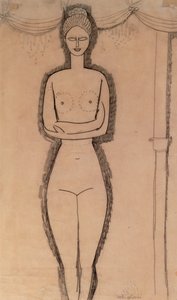 Álló akt (ceruza papíron) alkotó: Amedeo Modigliani