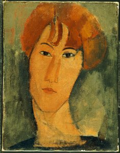 Vörös hajú, nyakörvet viselő fiatal nő alkotó: Amedeo Modigliani