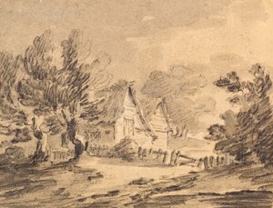 Víkendház egy tájban, 1805 körül (kréta, szén és mosás)