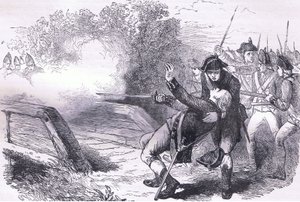 Death of Isaac Davis, illustration from Cassells History of the United States published by Cassell, Petter & Galpin, c.1900 (litho)