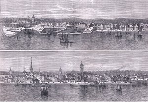 New York a 19. század közepén, illusztráció az Egyesült Államok Cassells története című könyvéből, Cassell, Petter & Galpin kiadásában, 1900 körül (litho)