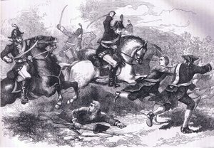 A hűséges újoncok kitörése, illusztráció az Egyesült Államok Cassells History-jából, Cassell, Petter & Galpin kiadásában, 1900 körül (litho)