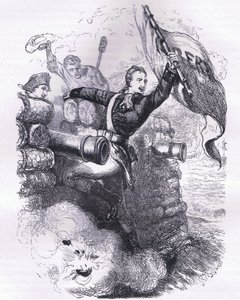 Jasper őrmester visszaszerzi a zászlót, illusztráció az Egyesült Államok Cassells története című könyvéből, amelyet Cassell, Petter & Galpin adott ki, 1900 körül (litho)
