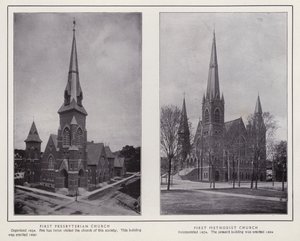 Jamestown, NY: First Presbyterian Church; Első metodista templom (f/w fotó) alkotó: American Photographer (after)