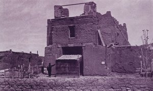 San Miguel régi temploma, Santa Fe, NM, Adobe-ból épült 1550-ben (f/w fotó) alkotó: American Photographer (after)