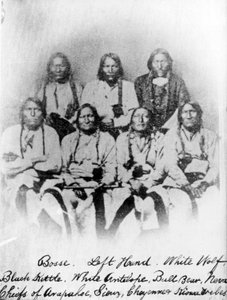 Bose, balkéz, fehér farkas, fekete vízforraló, fehér antilop, bika medve, néva: arapahoe, sziú, cheyenne és kiowa törzsek főnökei, 1860-68 körül alkotó: American Photographer