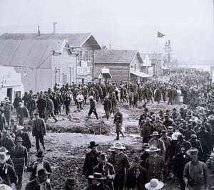 Dawson City a Klondike-i aranyláz idején (1897-98) 1898 (f/w fotó) alkotó: American Photographer