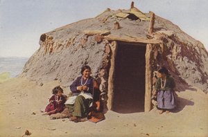 Elle of Ganado, Indián épület, Albuquerque, a navajók leghíresebb szövője (színes fotó) alkotó: American Photographer