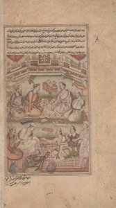 Hindu és muszlim tudósok Fordítsák le a Mahábháratát szanszkritról perzsára, Razmnama (a háború könyve) c. 1598-1599 (átlátszatlan akvarell, tus és arany papíron) alkotó: American Photographer