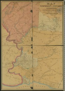 Oxford város térképe, Frankford és Bridesburg városrészek, Bristol, N. Liberties és Cheltenham Townships egyes részei, 1849