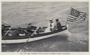 George Gould úr és asszony az Atalanta jachtjukhoz mennek (f/w fotó) alkotó: American Photographer
