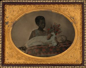 Lányportré és postmortem gyermek,c. 1860 (fotó) alkotó: American Photographer